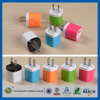 Casa do curso de USB tomada do carregador da parede do adaptador de um poder de 1,0 ampères para Iphone 6/6 5s positivos Samsung