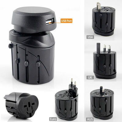 Adaptador da alimentação CA do curso internacional com porta usb e fusível protegido