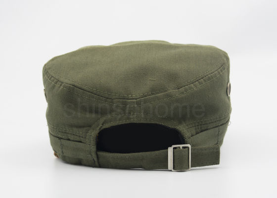 Verde militar do exército do tampão do algodão do emblema de 4 painéis com a curvatura de bronze do metal para adultos