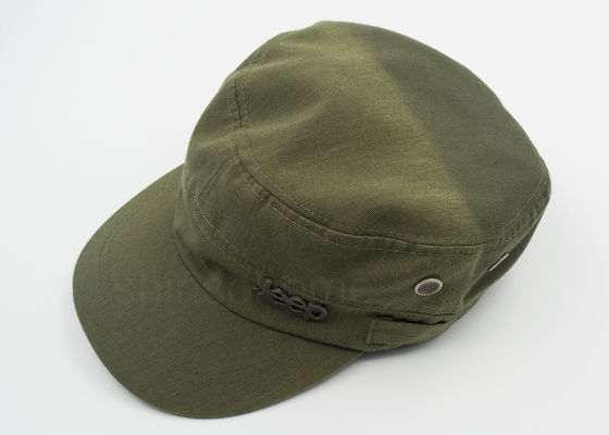 Tampão militar Adjutable do verde do exército do algodão da forma 100% com curvatura do metal