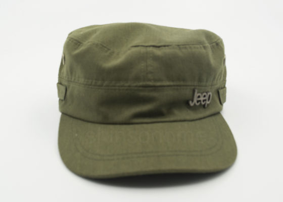 Tampão militar Adjutable do verde do exército do algodão da forma 100% com curvatura do metal