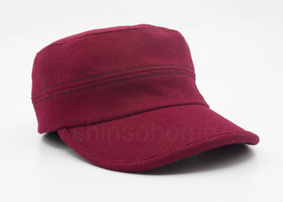 Escuro - do tampão militar vermelho do algodão da escova do estiramento fechamento flexível para trás elegante