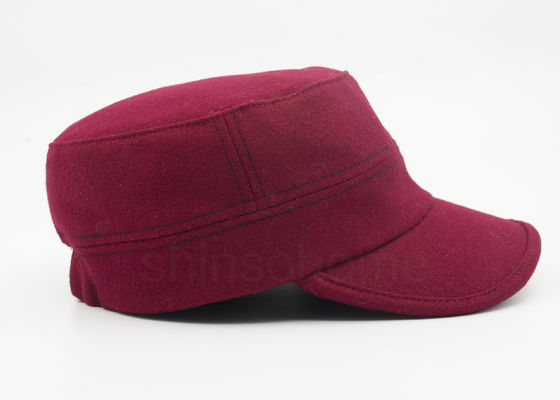 Escuro - do tampão militar vermelho do algodão da escova do estiramento fechamento flexível para trás elegante