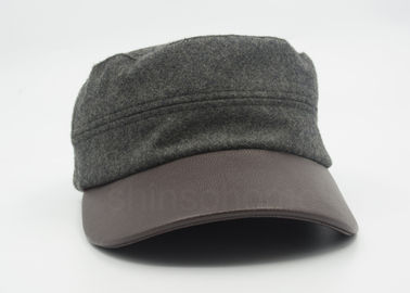O couro unisex/tampão militar de lã curvou Brown Bill de couro 58 CM