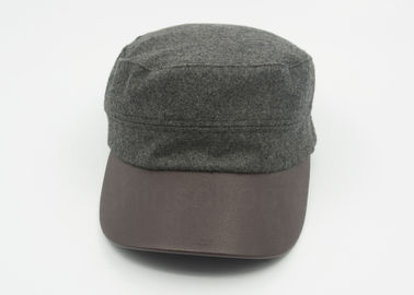 O couro unisex/tampão militar de lã curvou Brown Bill de couro 58 CM