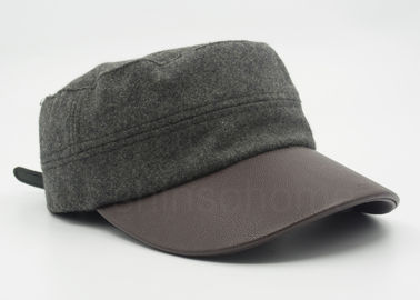 O couro unisex/tampão militar de lã curvou Brown Bill de couro 58 CM