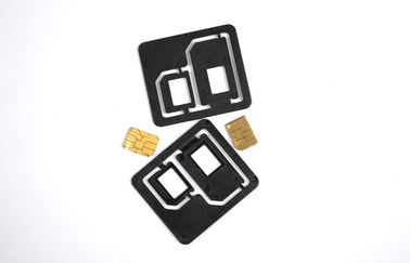 Adaptador plástico preto do cartão do telemóvel SIM, adaptador duplo universal do cartão de SIM